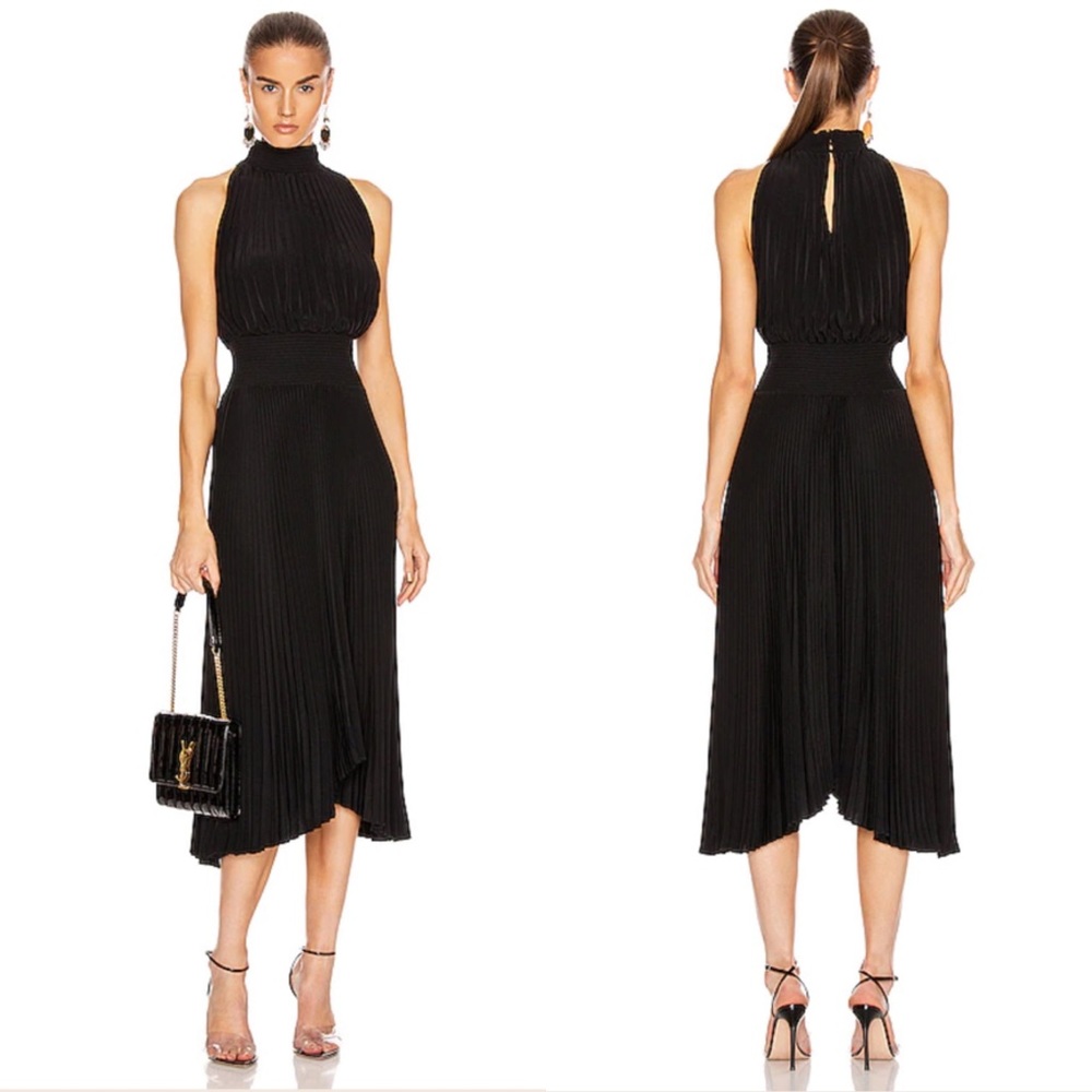 A.L.C. Renzo Dress Midi Pleated Black Size 6
